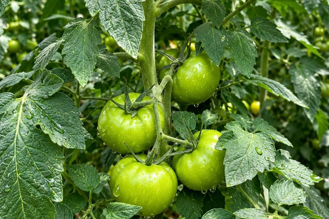 Tomates en la mata, en uno de nuestros invernaderos